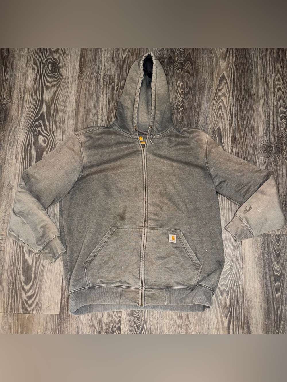 Carhartt Vintage Work Grey Tattered zip up hoodie Men’s 2XL Tall